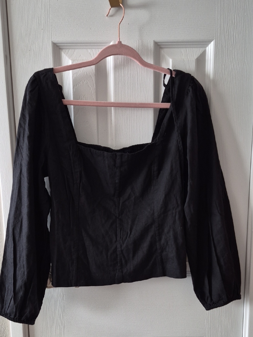 GAP Black Long-Sleeve Square Neck Blouse